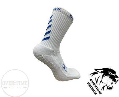 CREW LENGTH GRIP SOCK- White/BLUE