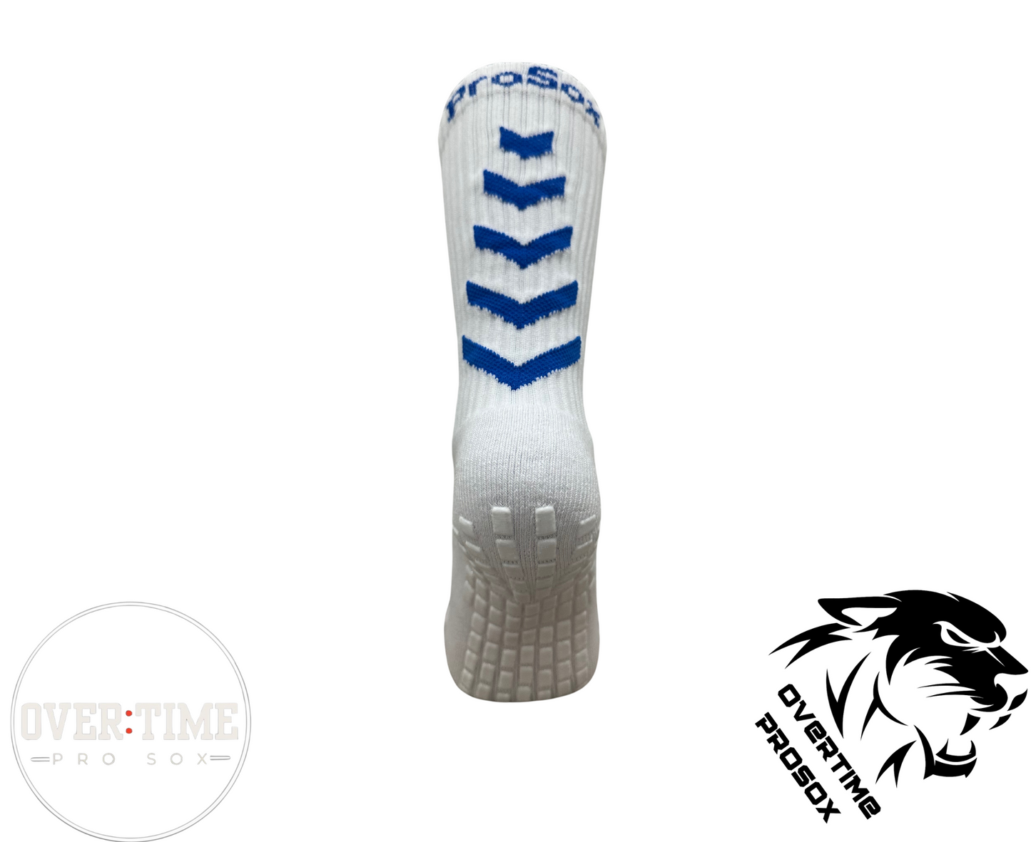 CREW LENGTH GRIP SOCK- White/BLUE